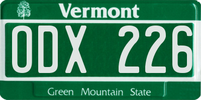 VT license plate ODX226