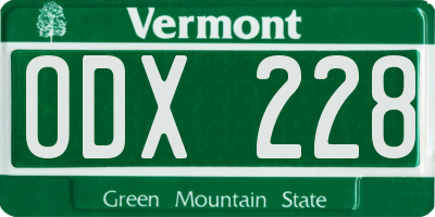 VT license plate ODX228