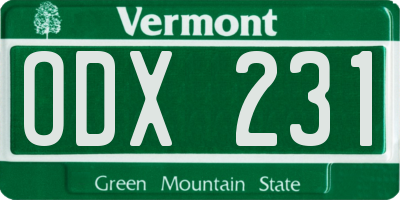 VT license plate ODX231