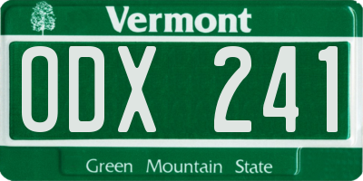 VT license plate ODX241