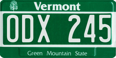 VT license plate ODX245