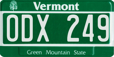 VT license plate ODX249
