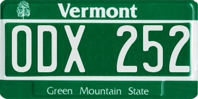 VT license plate ODX252