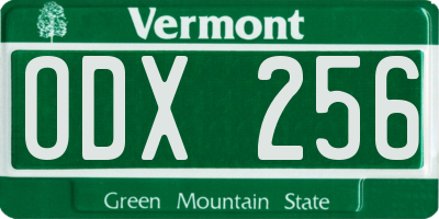 VT license plate ODX256
