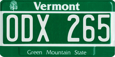 VT license plate ODX265