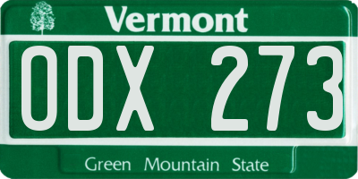 VT license plate ODX273