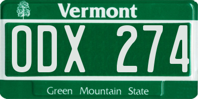 VT license plate ODX274