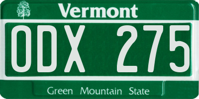 VT license plate ODX275