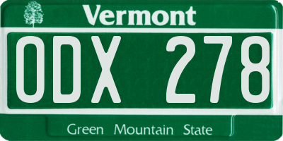 VT license plate ODX278