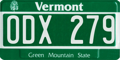 VT license plate ODX279