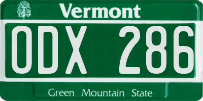VT license plate ODX286