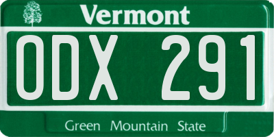 VT license plate ODX291