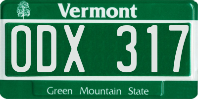 VT license plate ODX317