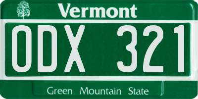 VT license plate ODX321