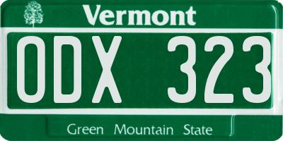 VT license plate ODX323