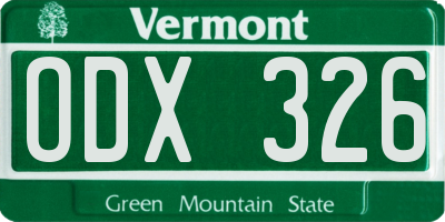 VT license plate ODX326