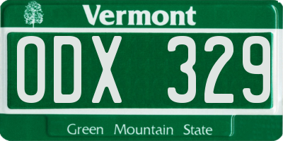 VT license plate ODX329