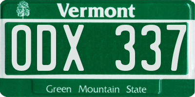 VT license plate ODX337