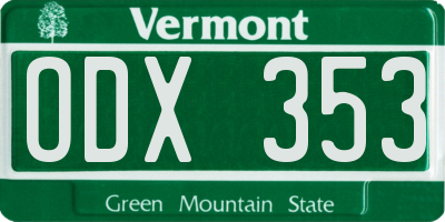 VT license plate ODX353