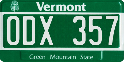 VT license plate ODX357