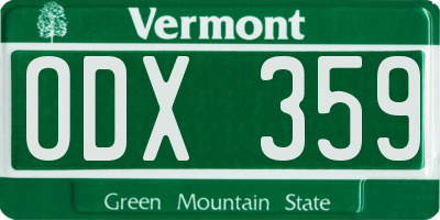 VT license plate ODX359