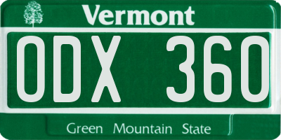 VT license plate ODX360