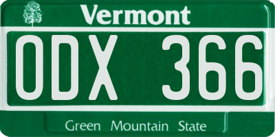 VT license plate ODX366