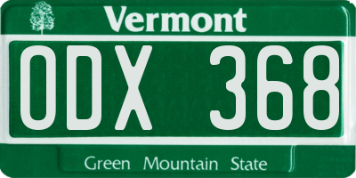 VT license plate ODX368