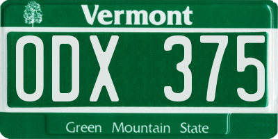 VT license plate ODX375