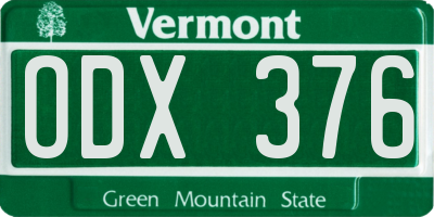 VT license plate ODX376
