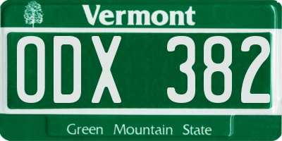 VT license plate ODX382