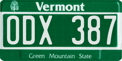 VT license plate ODX387