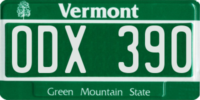VT license plate ODX390