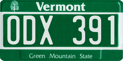 VT license plate ODX391