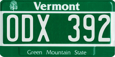 VT license plate ODX392