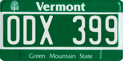 VT license plate ODX399
