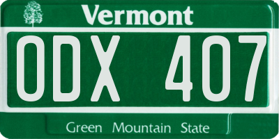 VT license plate ODX407