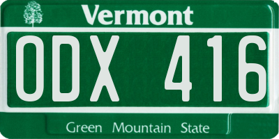 VT license plate ODX416