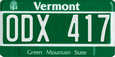 VT license plate ODX417