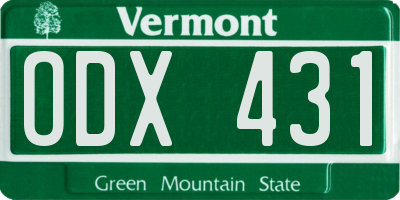 VT license plate ODX431