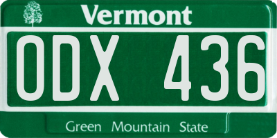 VT license plate ODX436