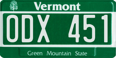 VT license plate ODX451