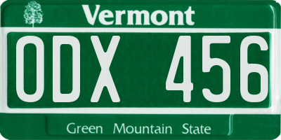 VT license plate ODX456