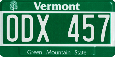 VT license plate ODX457