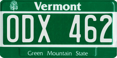VT license plate ODX462