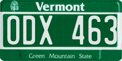VT license plate ODX463