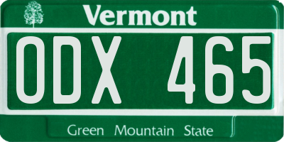 VT license plate ODX465