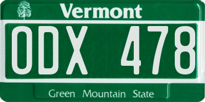 VT license plate ODX478