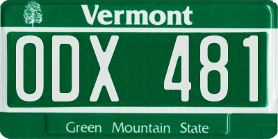 VT license plate ODX481