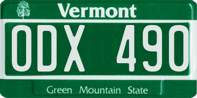 VT license plate ODX490